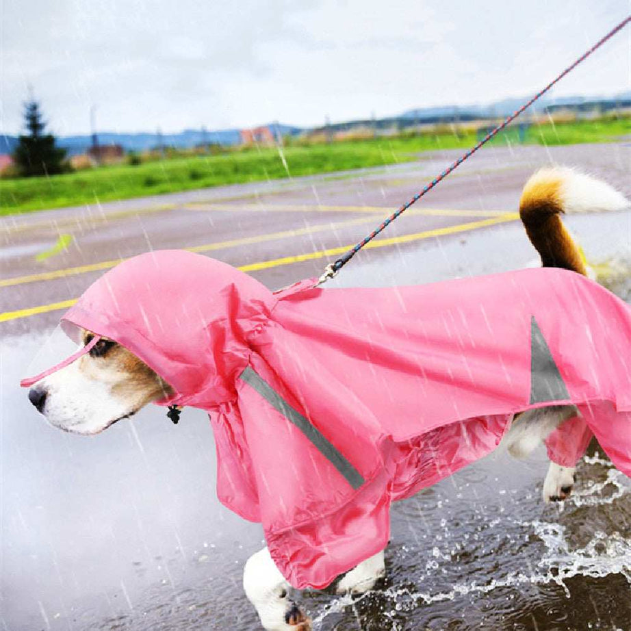Reflective Night View Pet Fashion Cloak Hooded Dog Raincoat