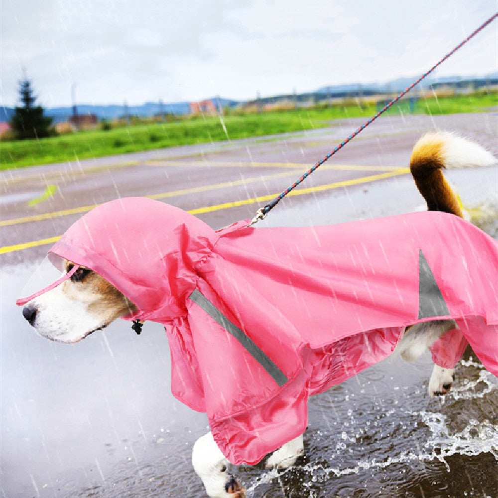 Reflective Night View Pet Fashion Cloak Hooded Dog Raincoat