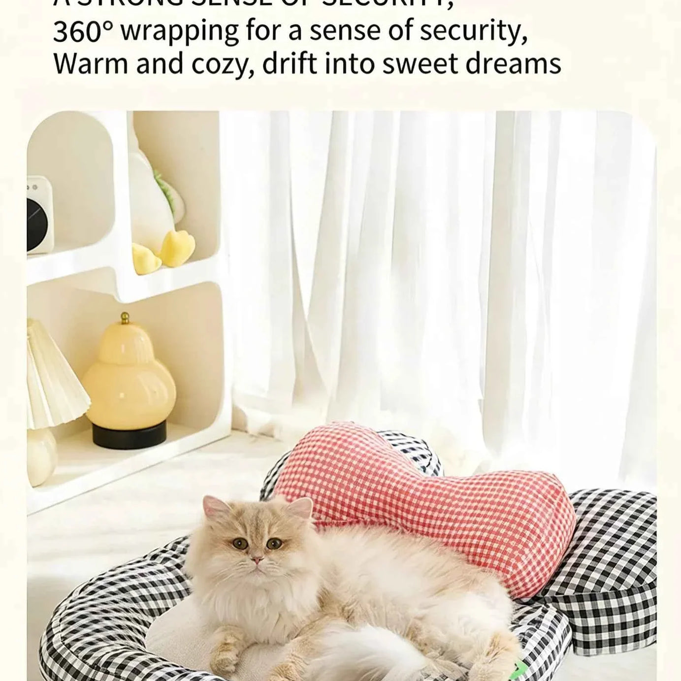 Pet Mat with Bow - Cartoon Plaid Design Bed