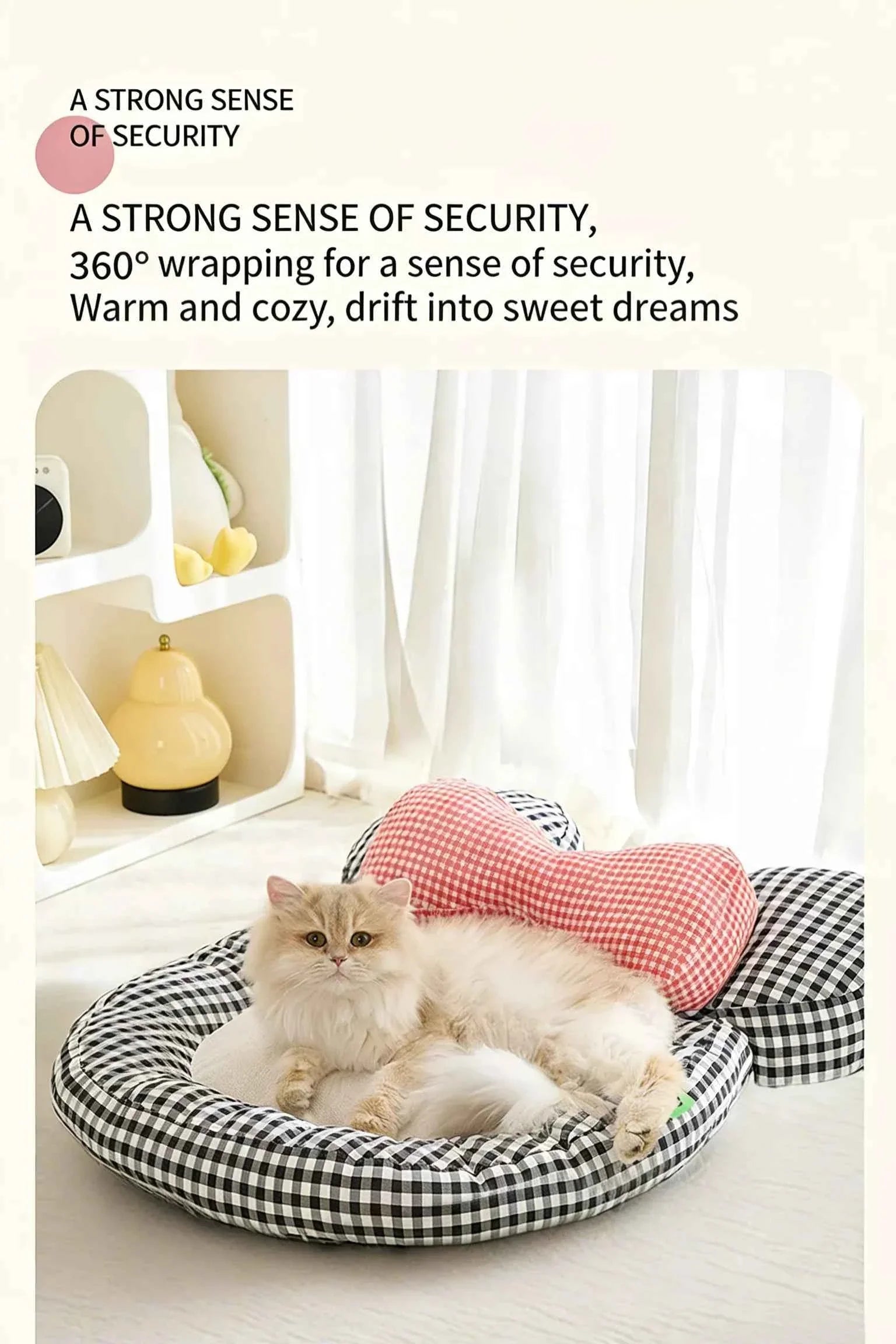 Pet Mat with Bow - Cartoon Plaid Design Bed