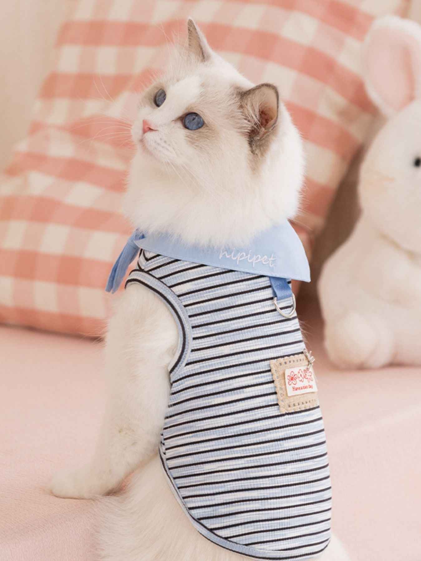 Pet Striped Tie-Front Top - Cute Small Pet Summer Shirt