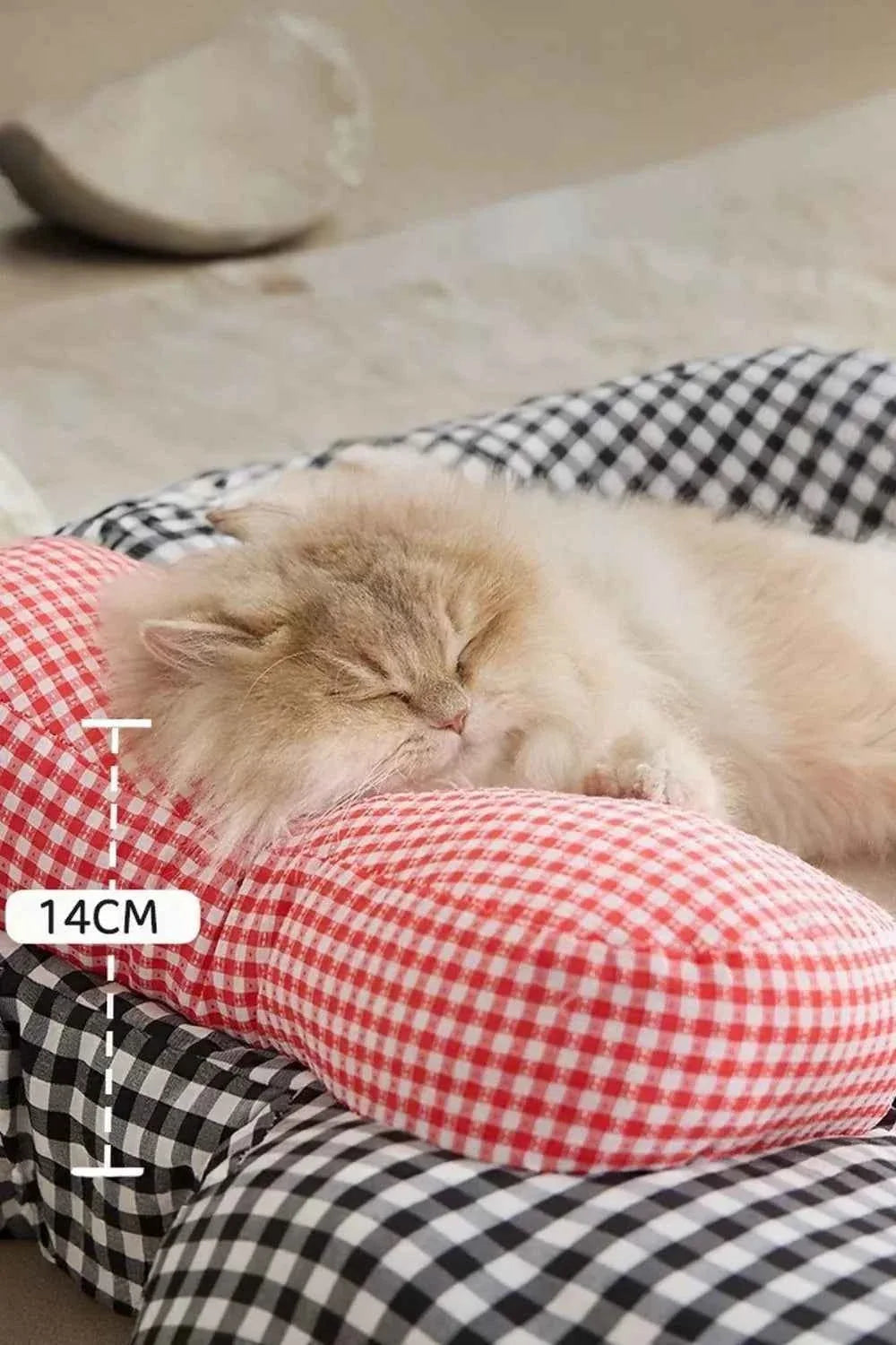 Pet Mat with Bow - Cartoon Plaid Design Bed