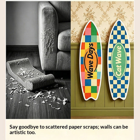 Cat Surfboard Wall Scratcher - Sisal Wall-Mounted Scratching Board