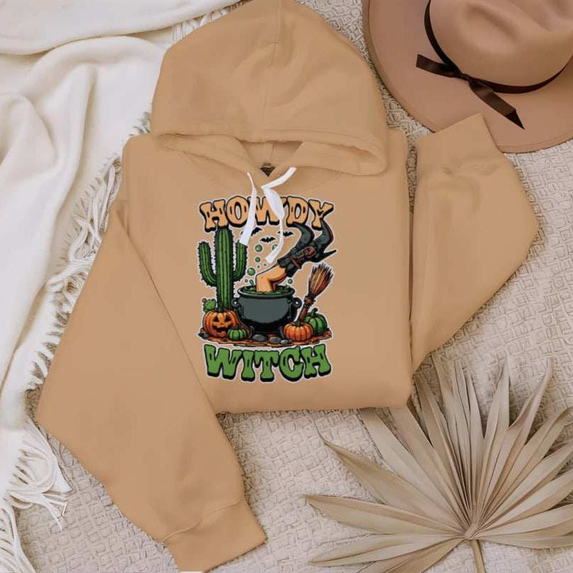 Howdy Upside Down Witch Hoodie Sweatshirt - Halloween Fun