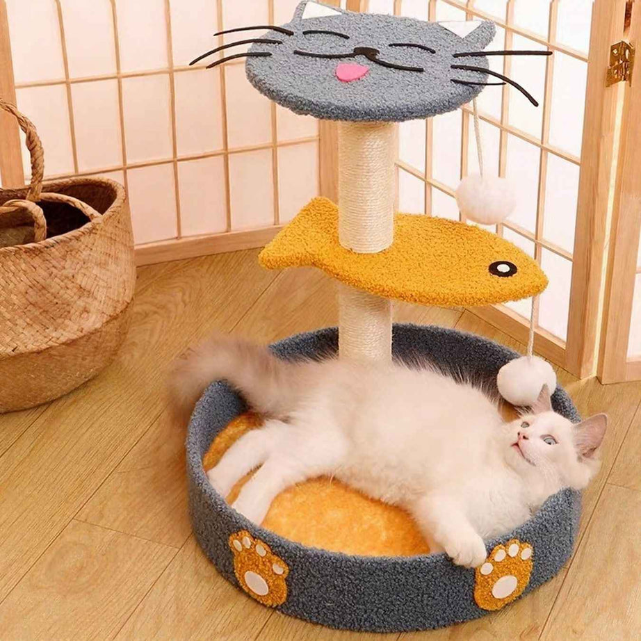 Cat Scratching Post with Bed - Sisal Tower and Toy
