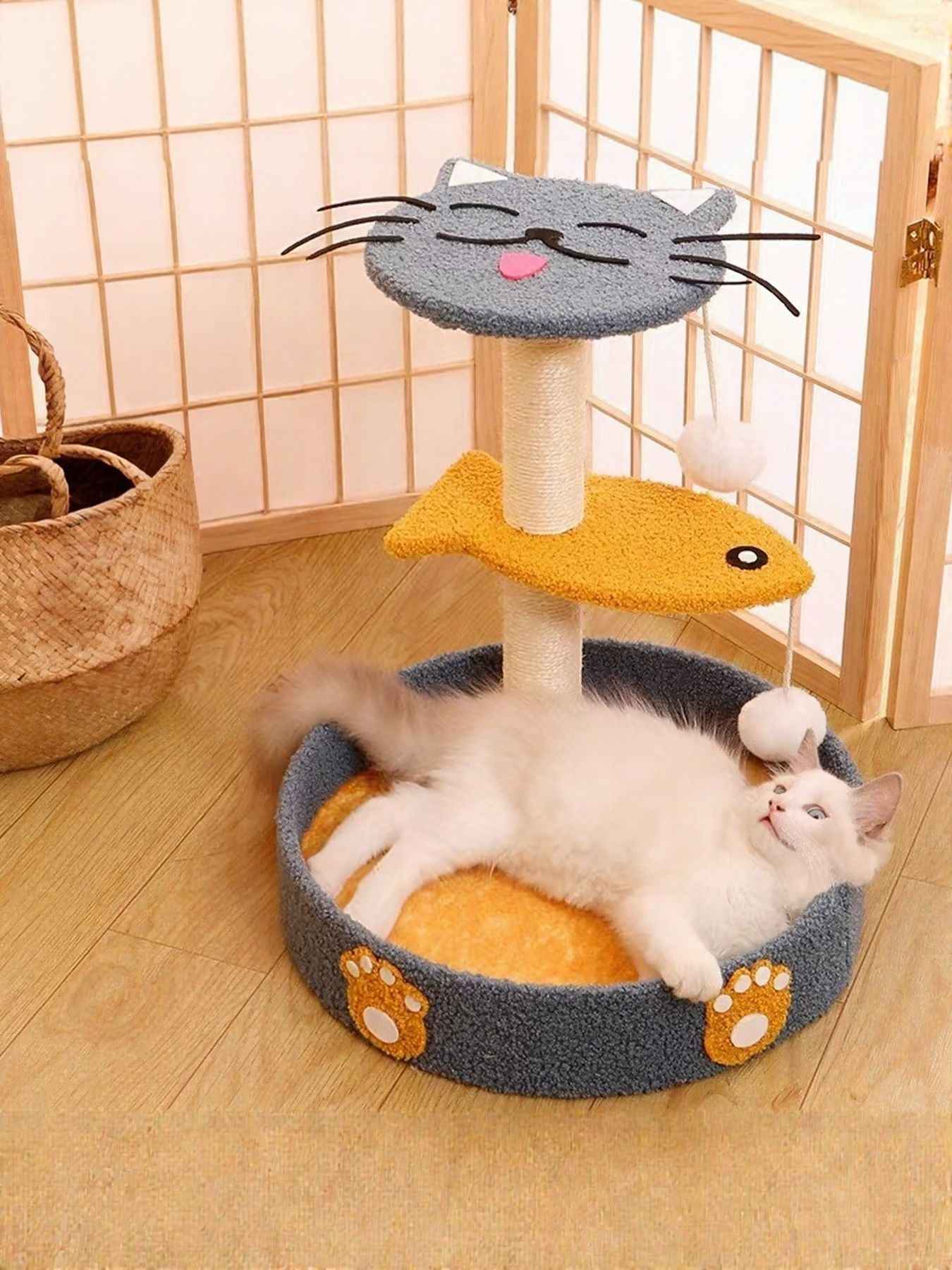 Cat Scratching Post with Bed - Sisal Tower and Toy
