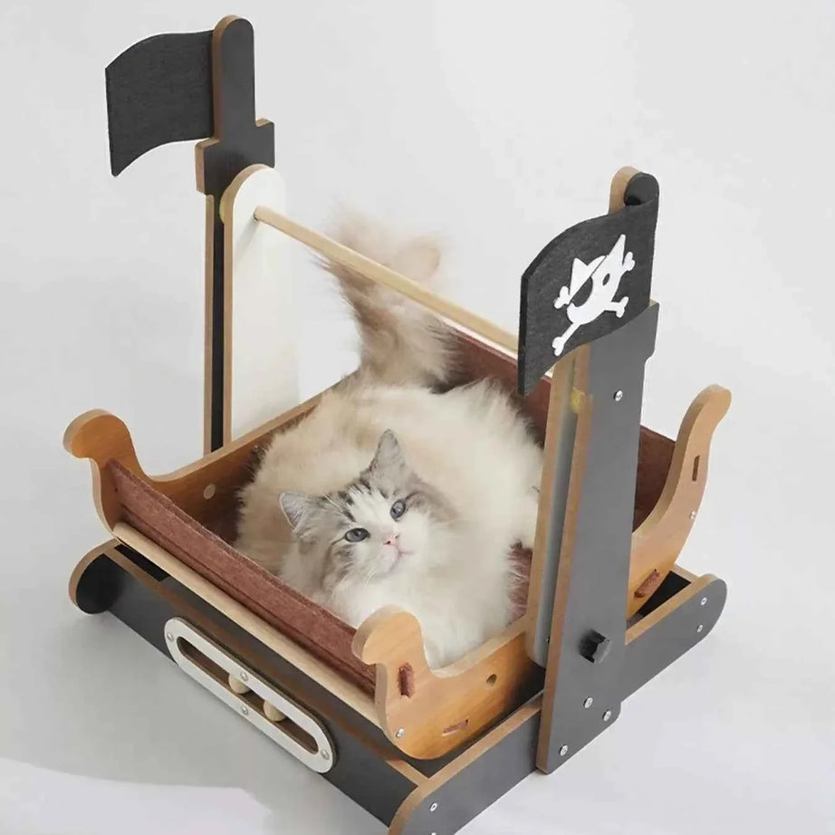 Pirate Ship Style Cat House - Rocking Pet Bed
