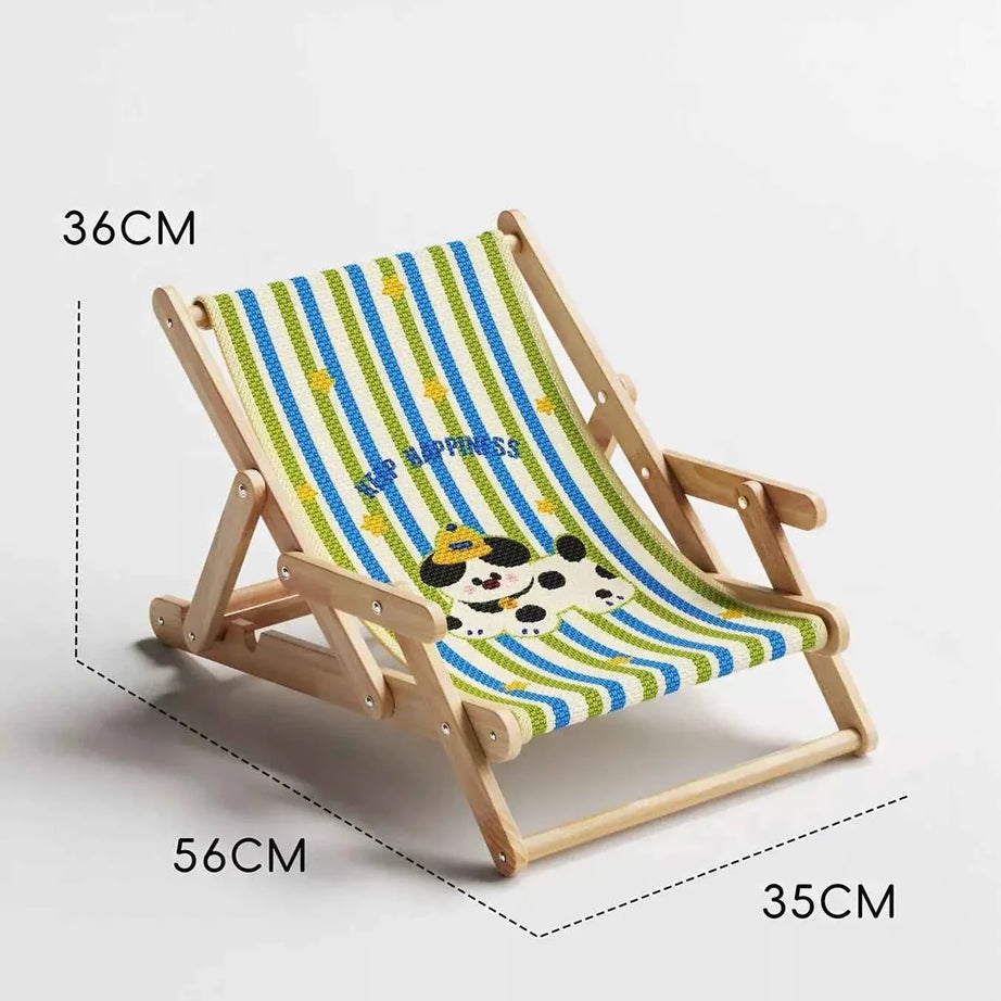 Pet Beach Style Chair - Adjustable Wooden Frame