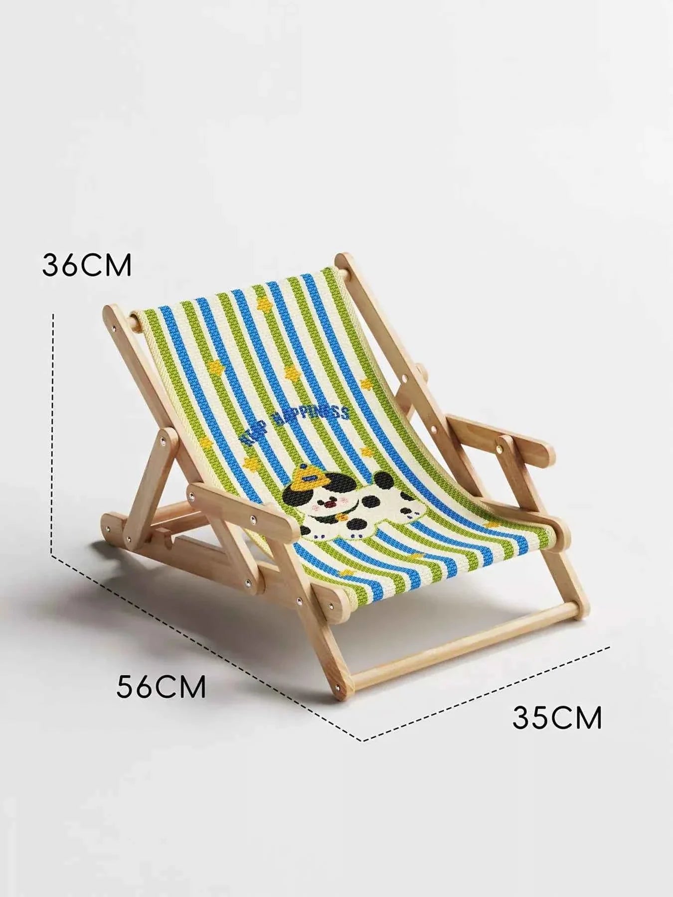 Pet Beach Style Chair - Adjustable Wooden Frame