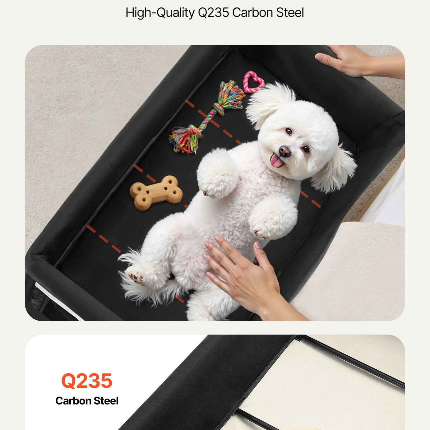 Elevated Bunk Dog Bed - Dual Level Bedside with Wheels