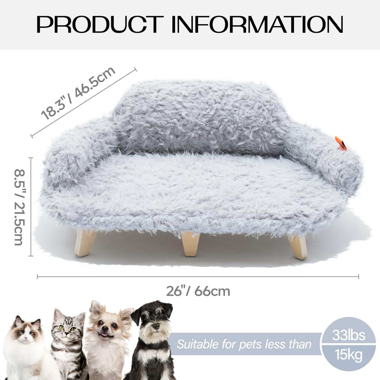 Grey Modern Elevated Pet Bed - Wooden