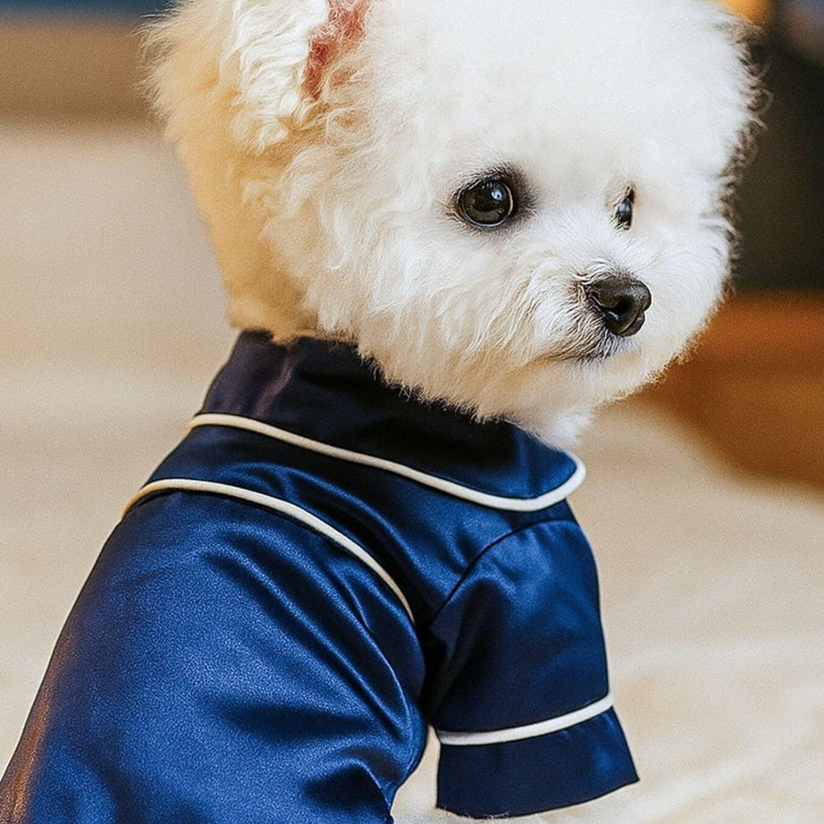 Satin Pet Pajamas with Contrast Piping