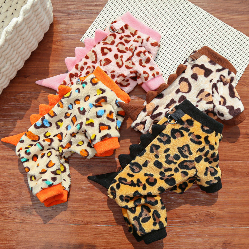 Dino Roar Fleece - Leopard Print Dog Hoodie
