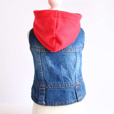 Sleeveless Knitted Hooded Denim Jacket Pet Clothes