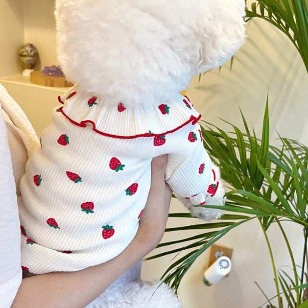 Summer Thin Lace Ruffle Strawberry Pet Cat Dog Clothes