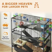 Hamster Cage 5 Tier - Large Rolling Habitat with Tubes