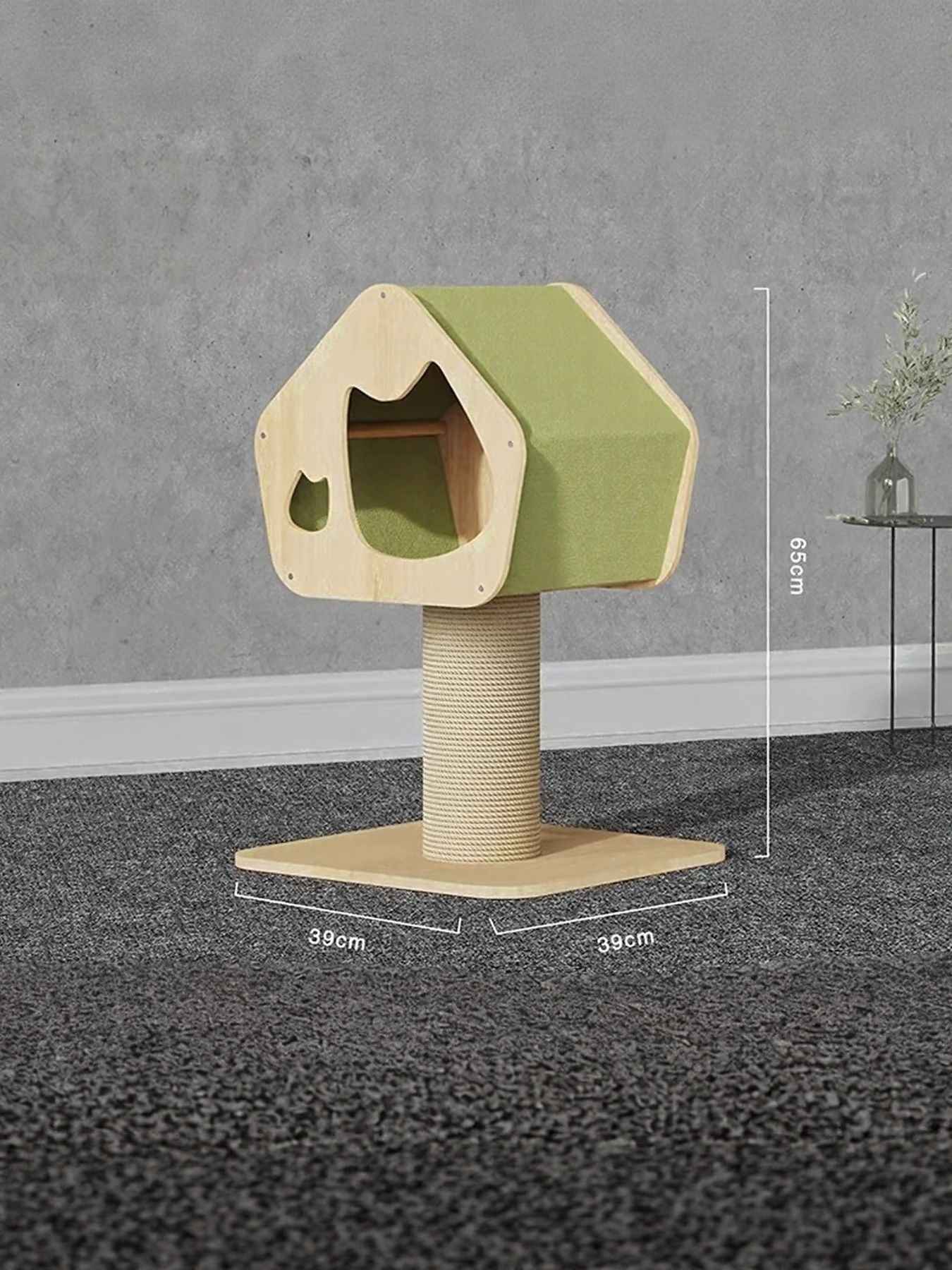 Cat Condo Wooden Tower - Modern Sisal Scratching Post 3 Styles