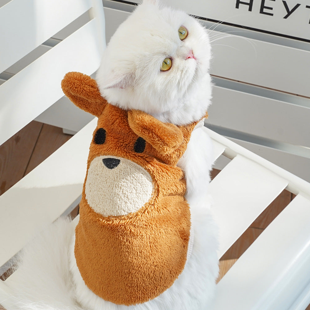 Bear Ears Fleece Coat - Warm Winter Pet Outfit