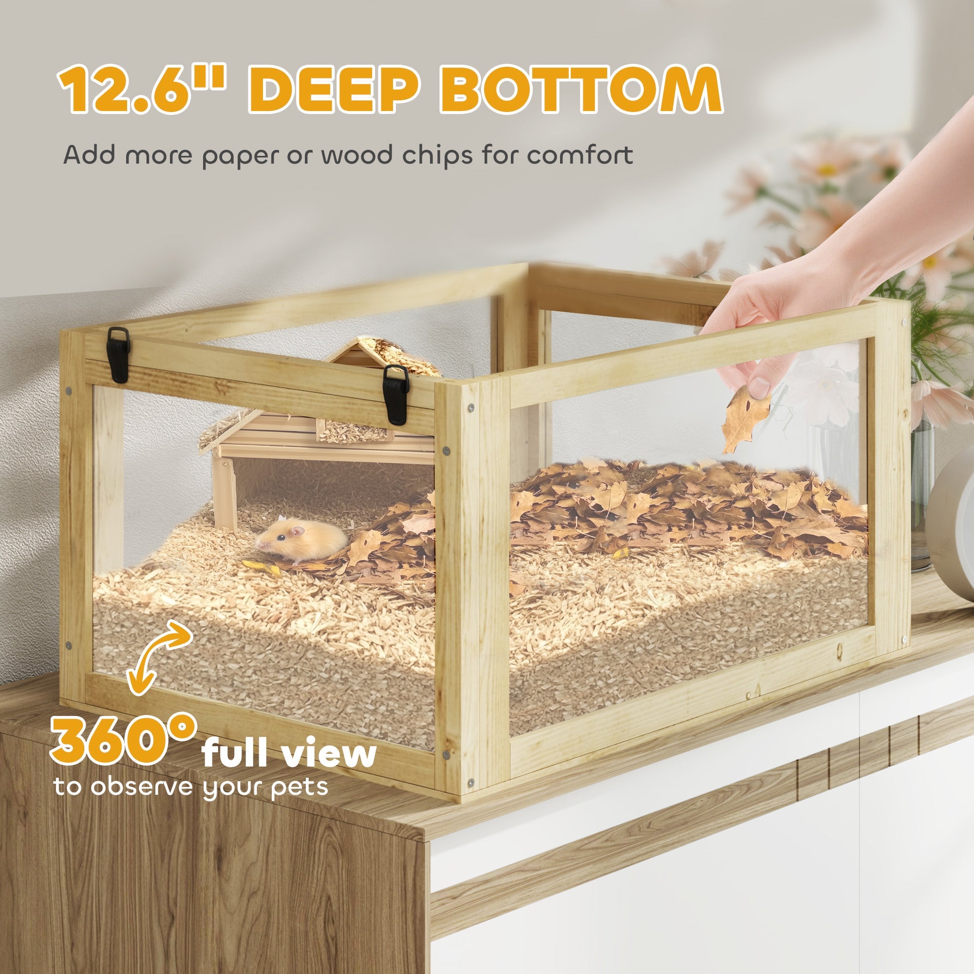 Hamster Cage 3 Tier Wooden - Deep Base Toys Wheel Included