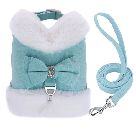 Bow Tie Puppy Harness - Warm Padded Dog Leash Set
