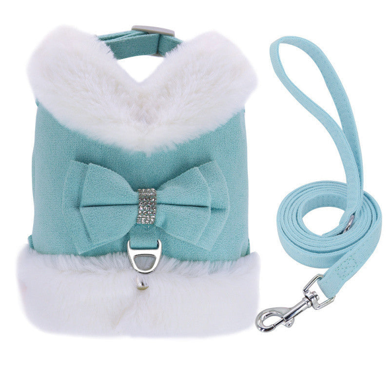 Bow Tie Puppy Harness - Warm Padded Dog Leash Set