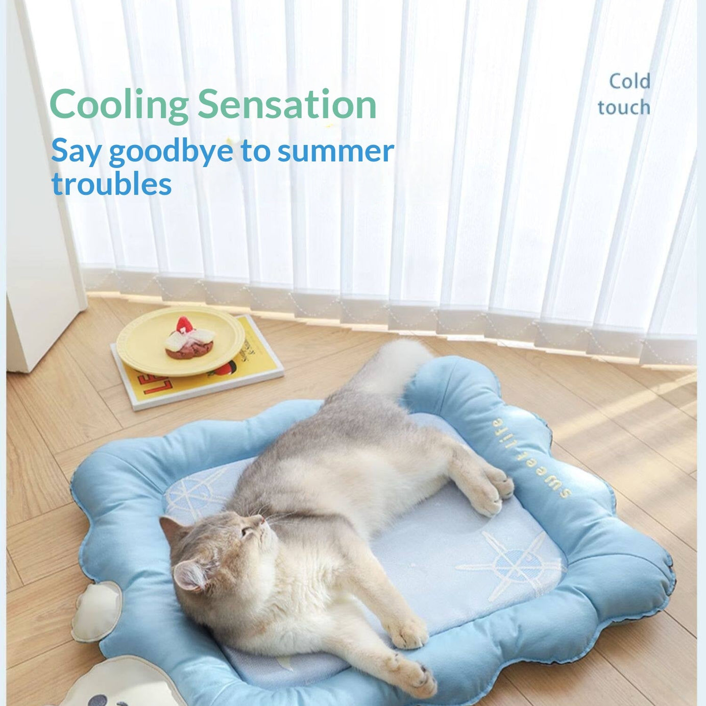 Cat Cooling Mat Ice Silk - Bear Print Summer Sleep Pad