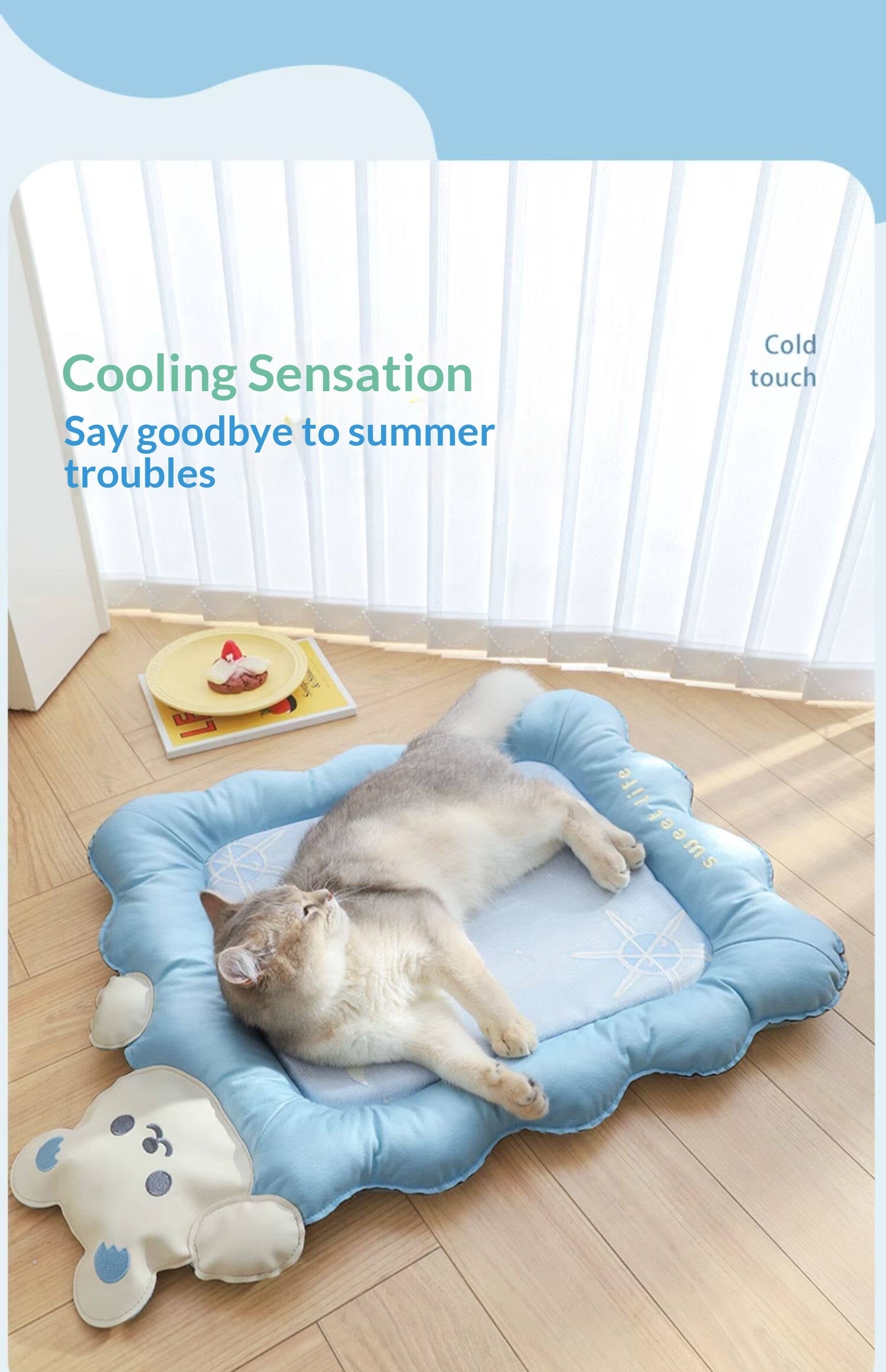Cat Cooling Mat Ice Silk - Bear Print Summer Sleep Pad