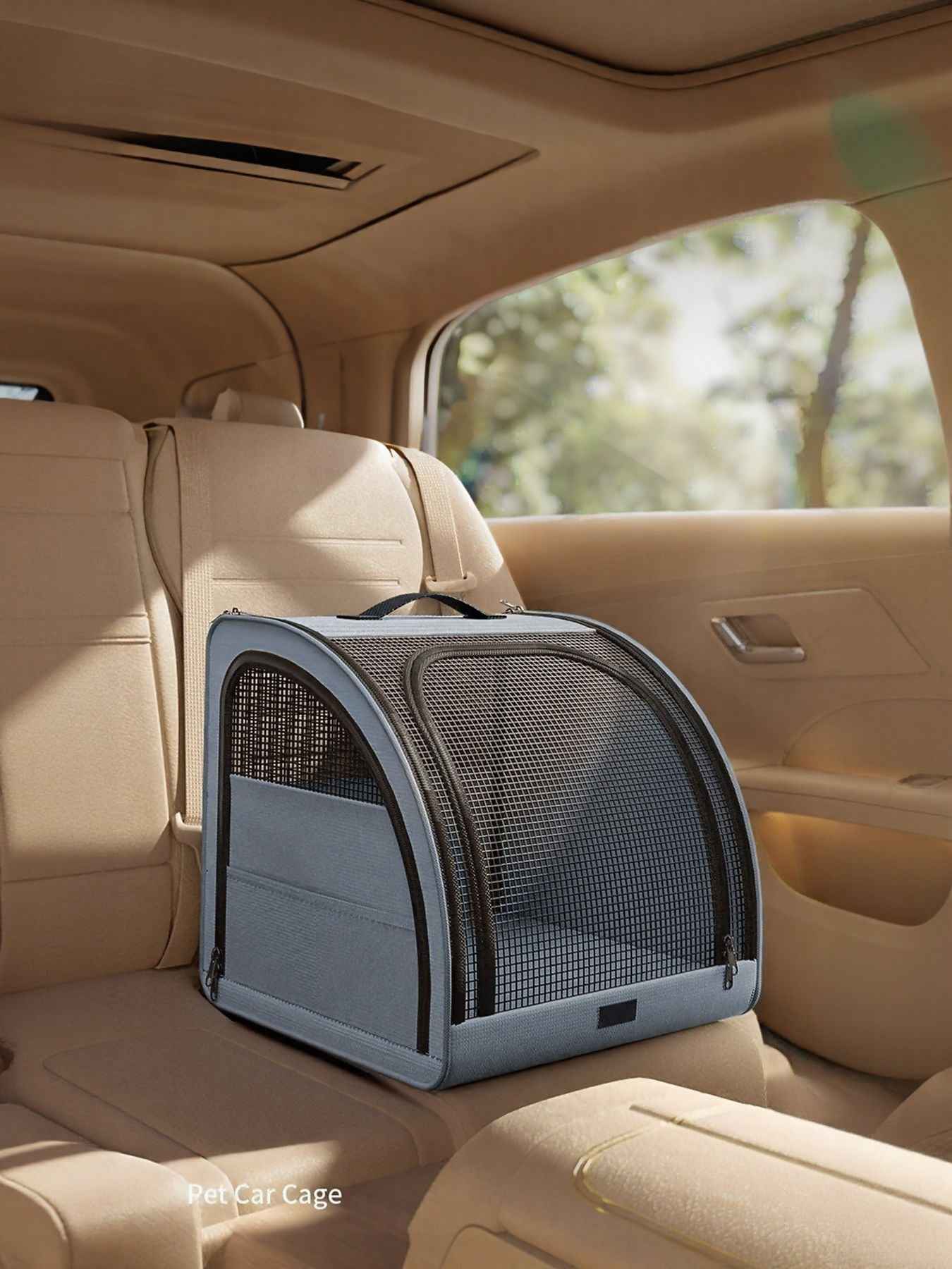 Pet Car Cage Collapsible - Breathable Oxford Travel Crate