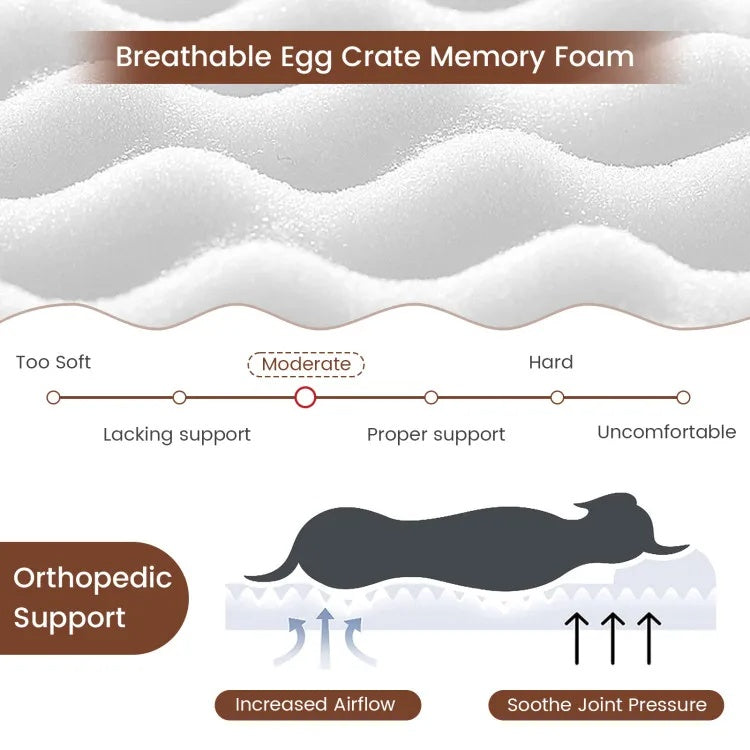 Large Dog Orthopedic Bed - Memory Foam with Washable Cover