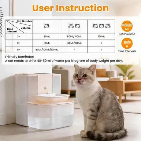 Pet Water Fountain Automatic - 4.5L Dual Tank Remote Control