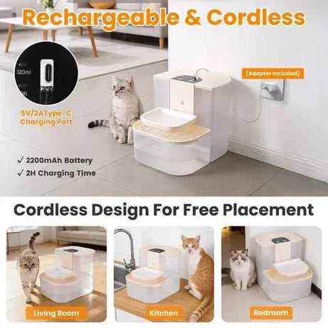 Pet Water Fountain Automatic - 4.5L Dual Tank Remote Control