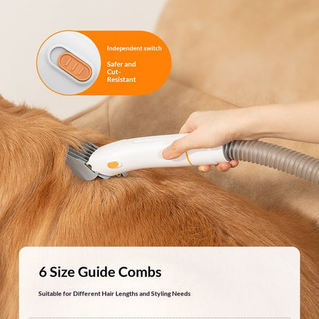 Pet Electric Hair Clipper with Suction - Built-in Vacuum Grooming Tool