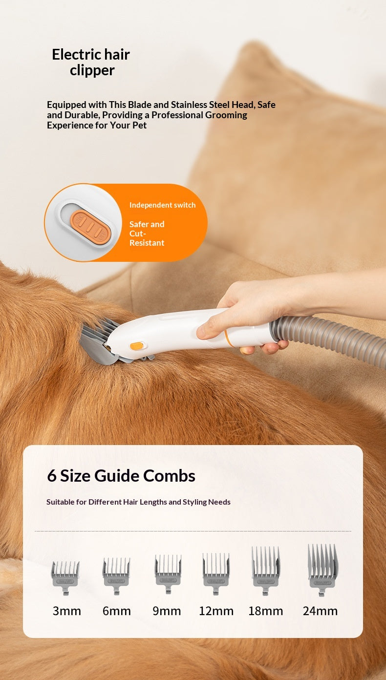 Pet Electric Hair Clipper with Suction - Built-in Vacuum Grooming Tool