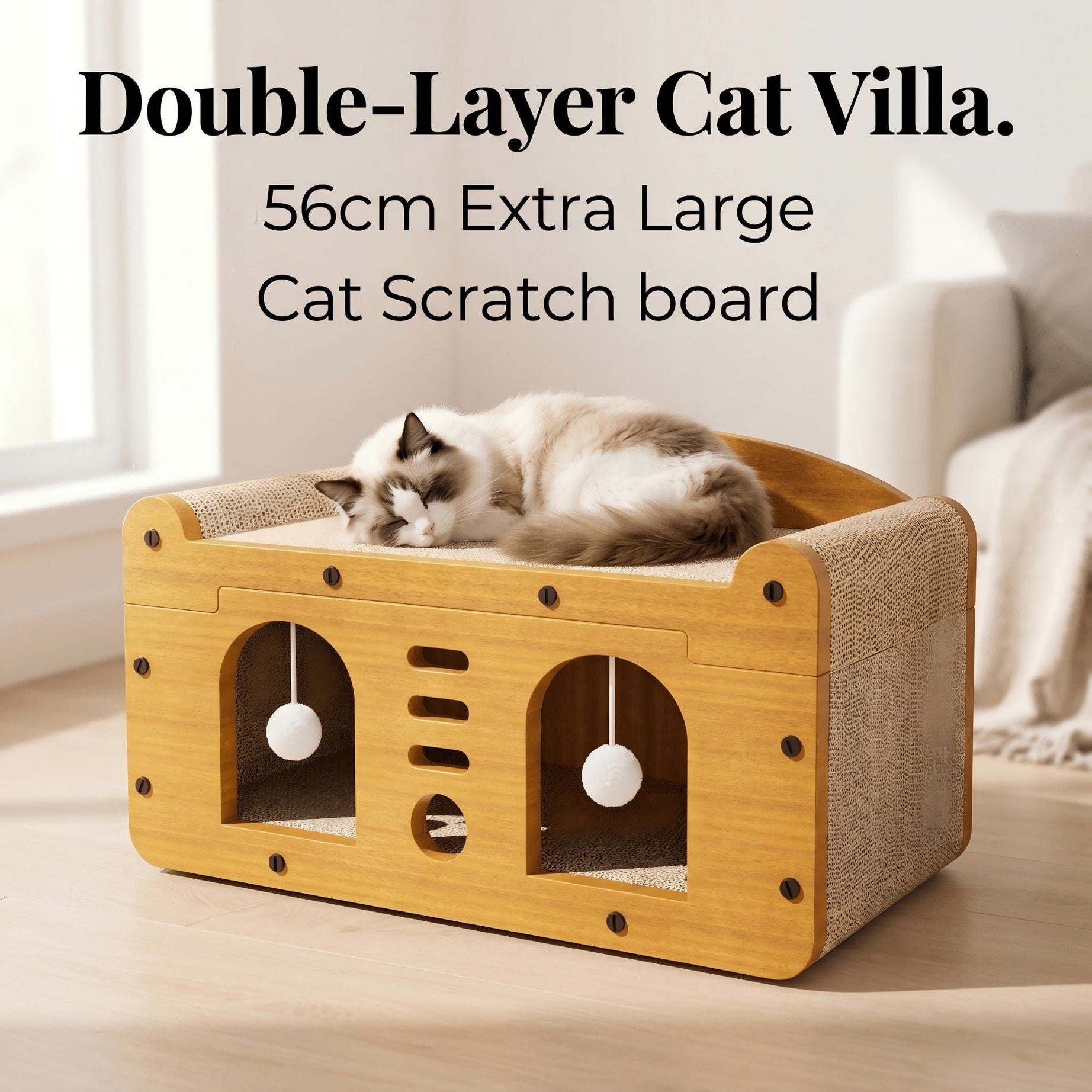 Multi-Styles Double-Layer Cat Scratcher House - 2-Tier Large Villa