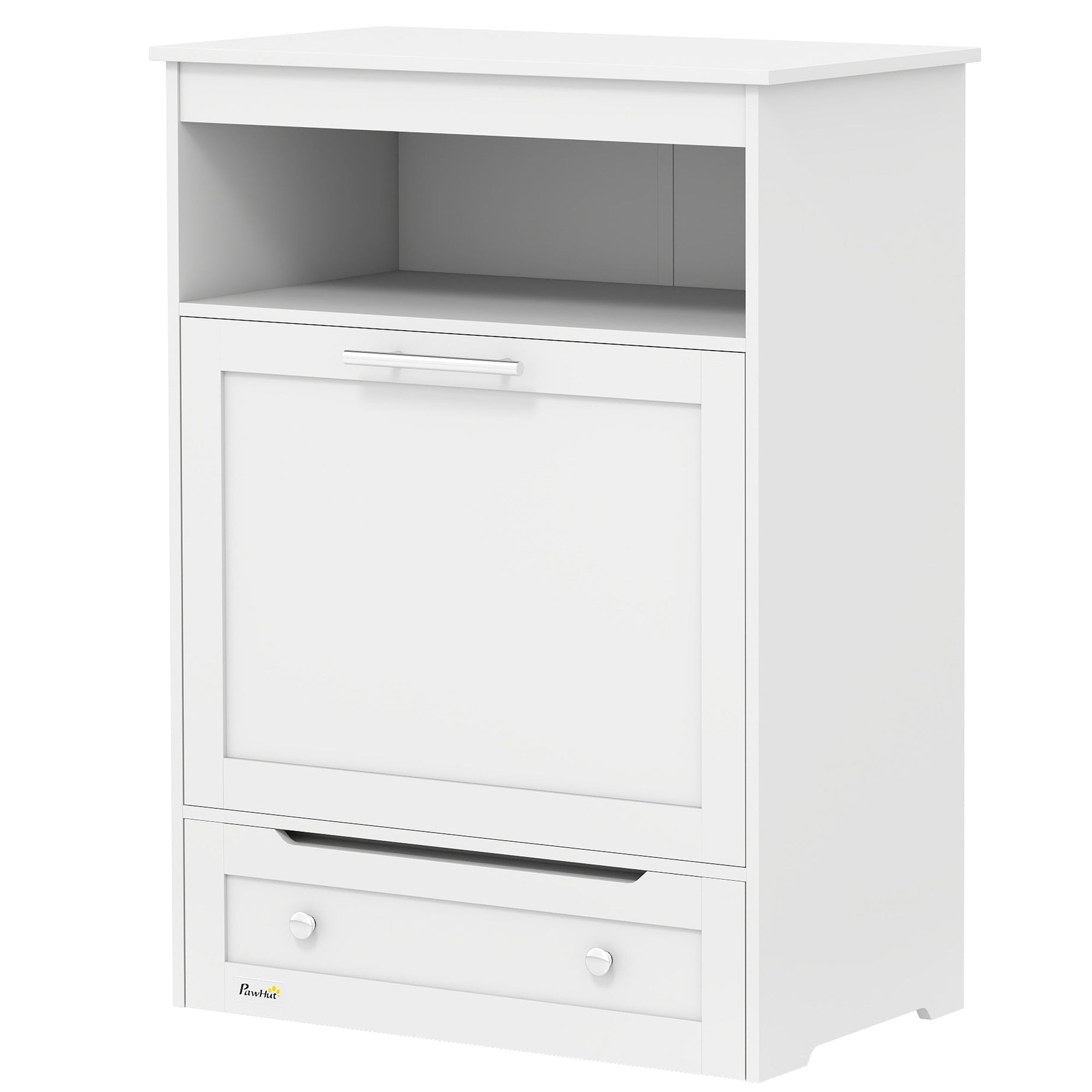 Pet Feeder Station Cabinet - Raised Bowls Storage Hooks