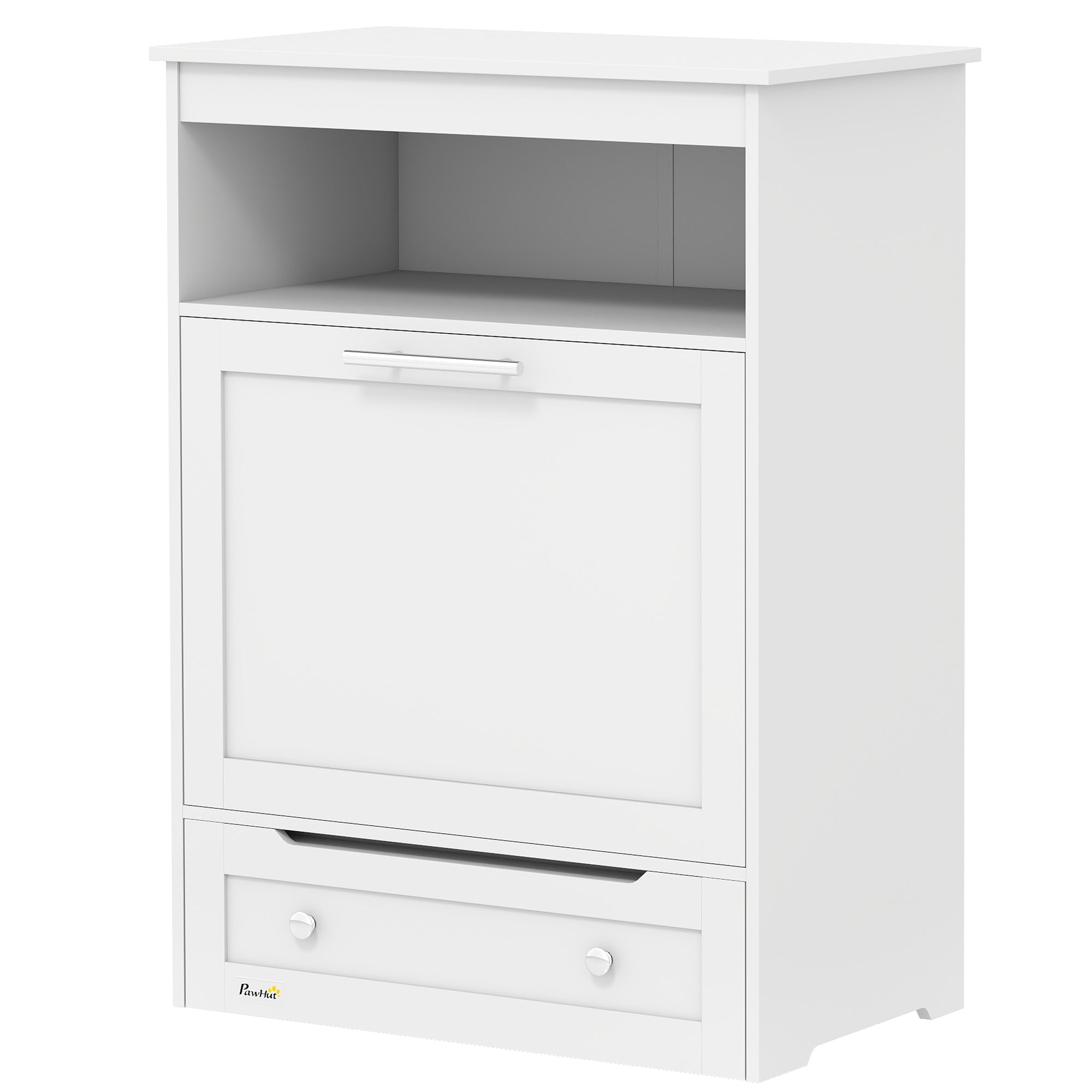 Pet Feeder Station Cabinet - Raised Bowls Storage Hooks