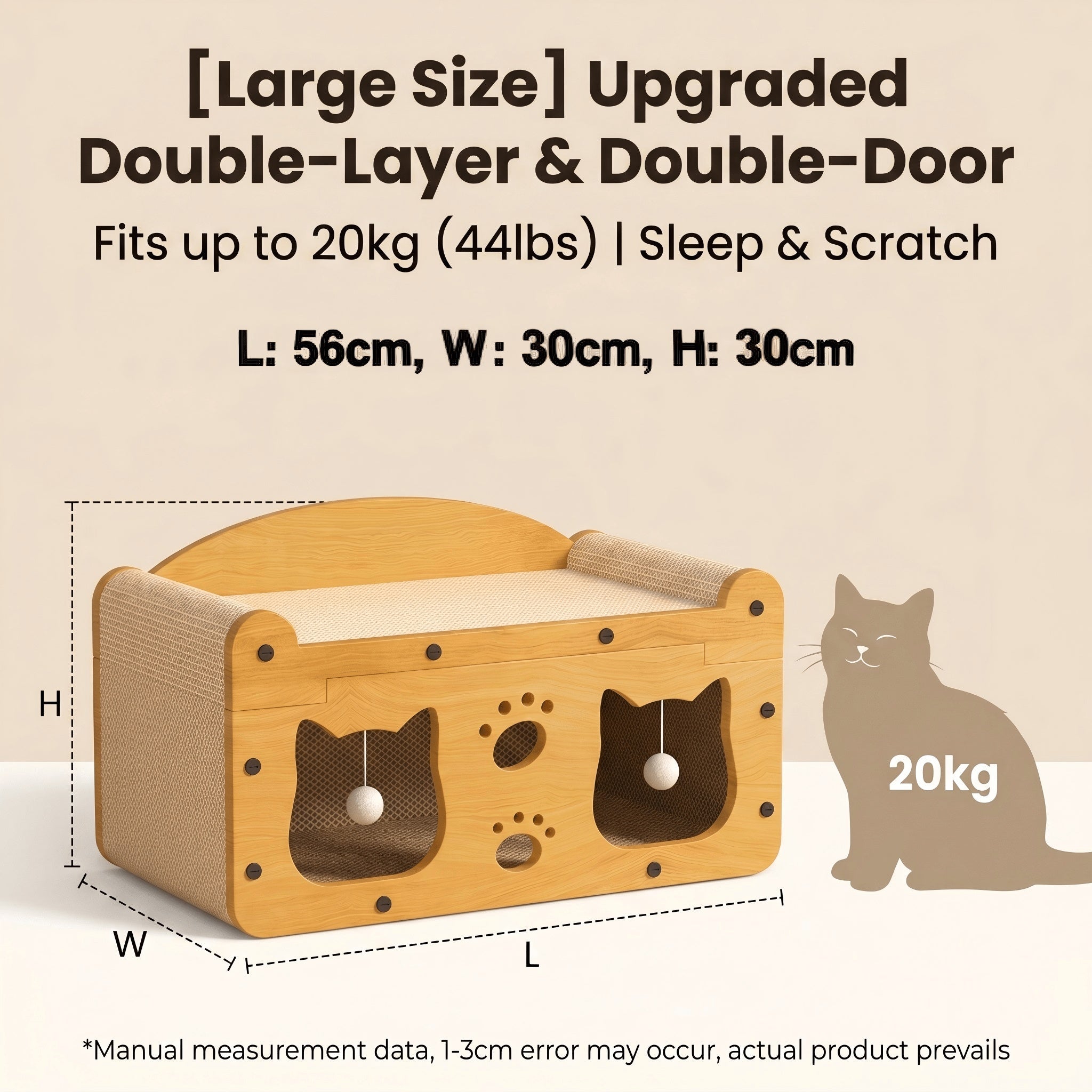 Multi-Styles Double-Layer Cat Scratcher House - 2-Tier Large Villa