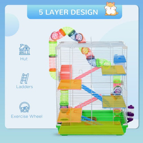 5-Tier Hamster Cage - Complete Habitat with Tunnels
