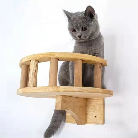 Wall-Mounted Cat Suspension Bridge - Solid Pine Wood Climbing Furniture