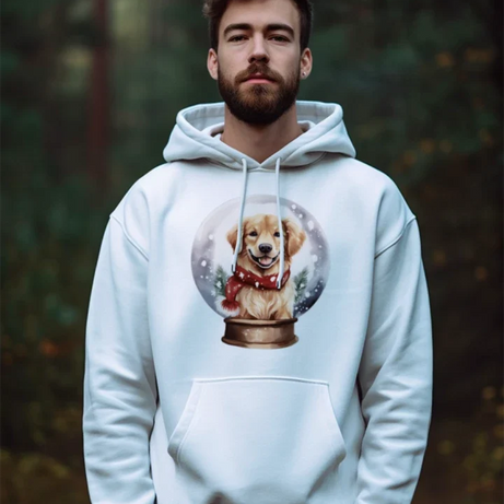 Snow Globe Golden Hoodie - Winter Dog Lover Sweatshirt