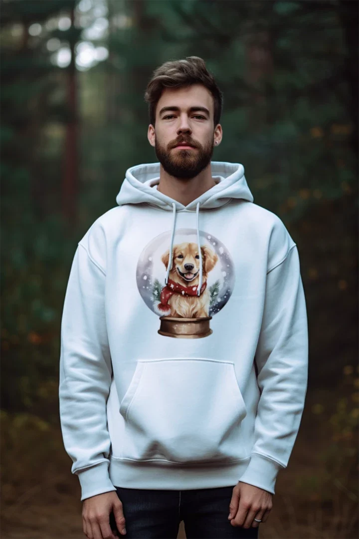 Snow Globe Golden Hoodie - Winter Dog Lover Sweatshirt