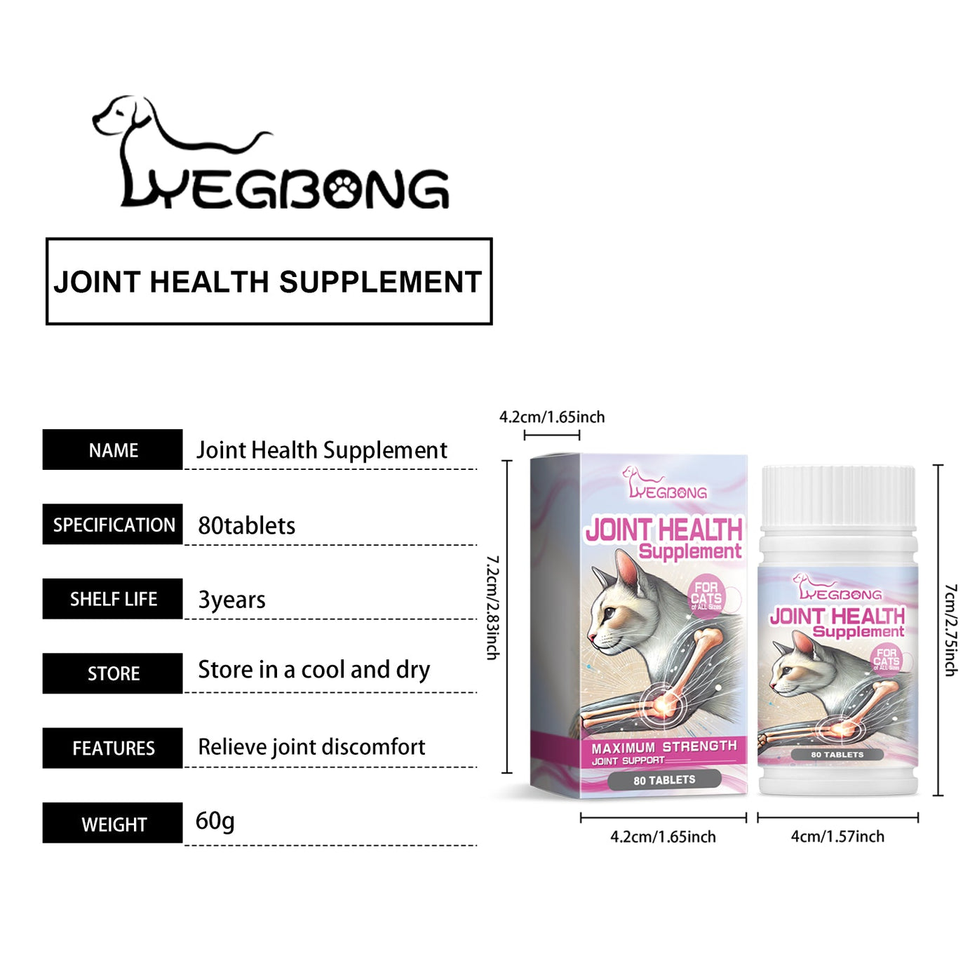 Cat Joint Support Tablets 80 Count - Glucosamine Chewable Supplement
