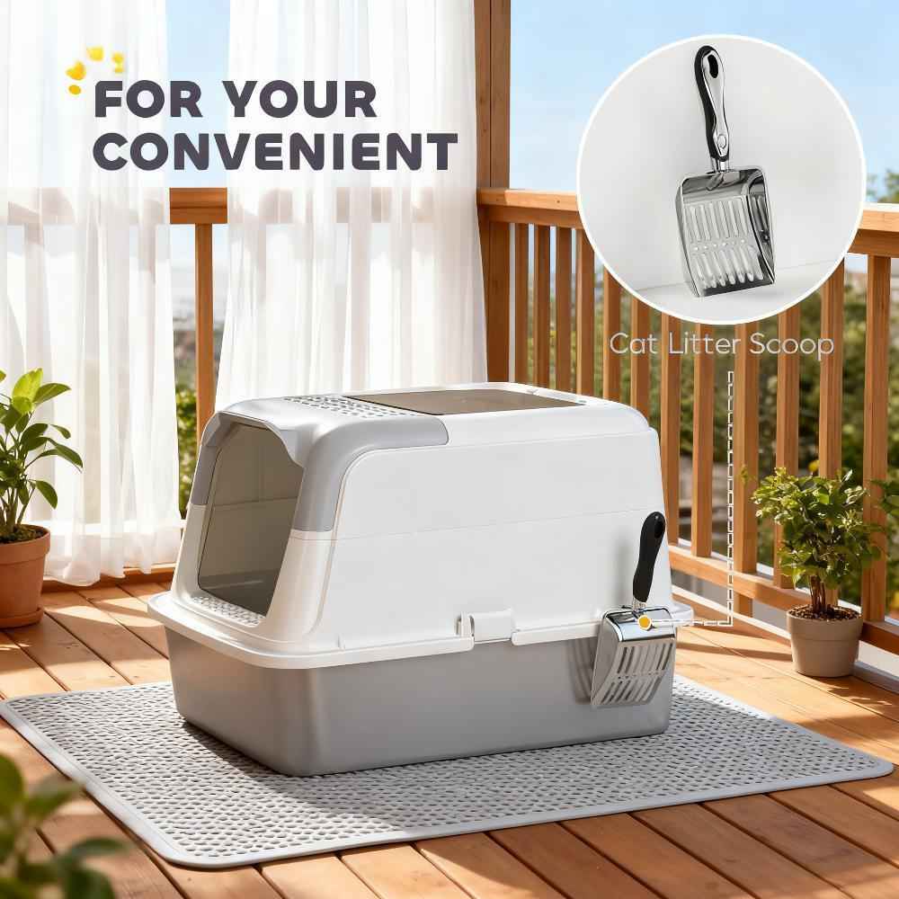Cat Litter Box Enclosed - Stainless Steel Odor Control