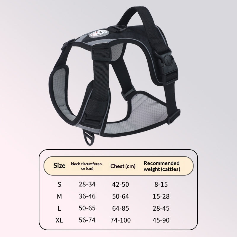 Adjustable Dog Harness - Large Chest Style with Leash