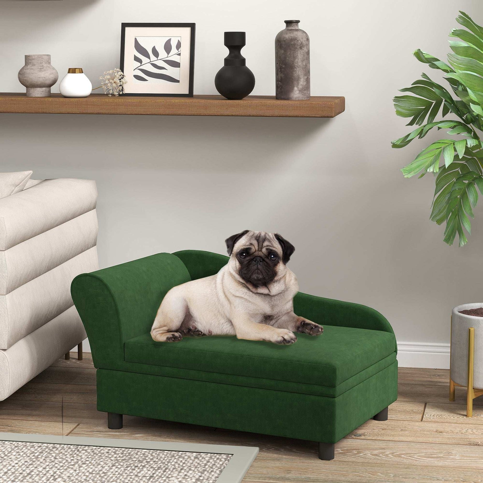 Pet Sofa Bed with Storage - Green for Cats & Small Dogs