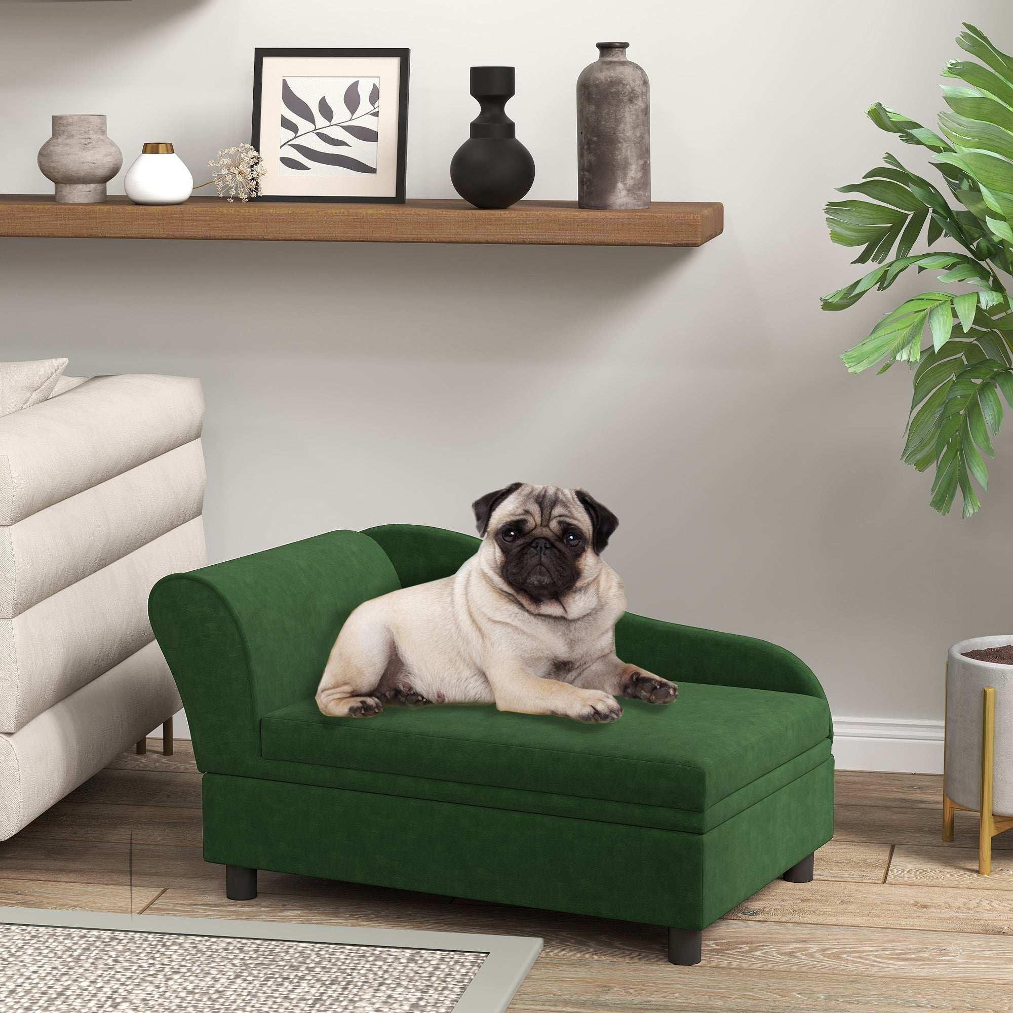 Pet Sofa Bed with Storage - Green for Cats & Small Dogs