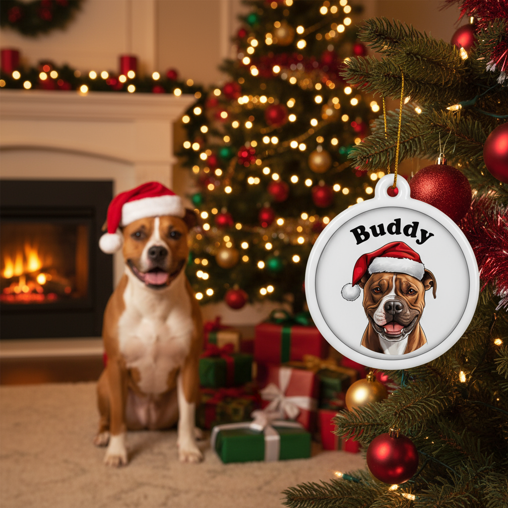 Custom Pet Ball Ornament - Personalized Ceramic Christmas