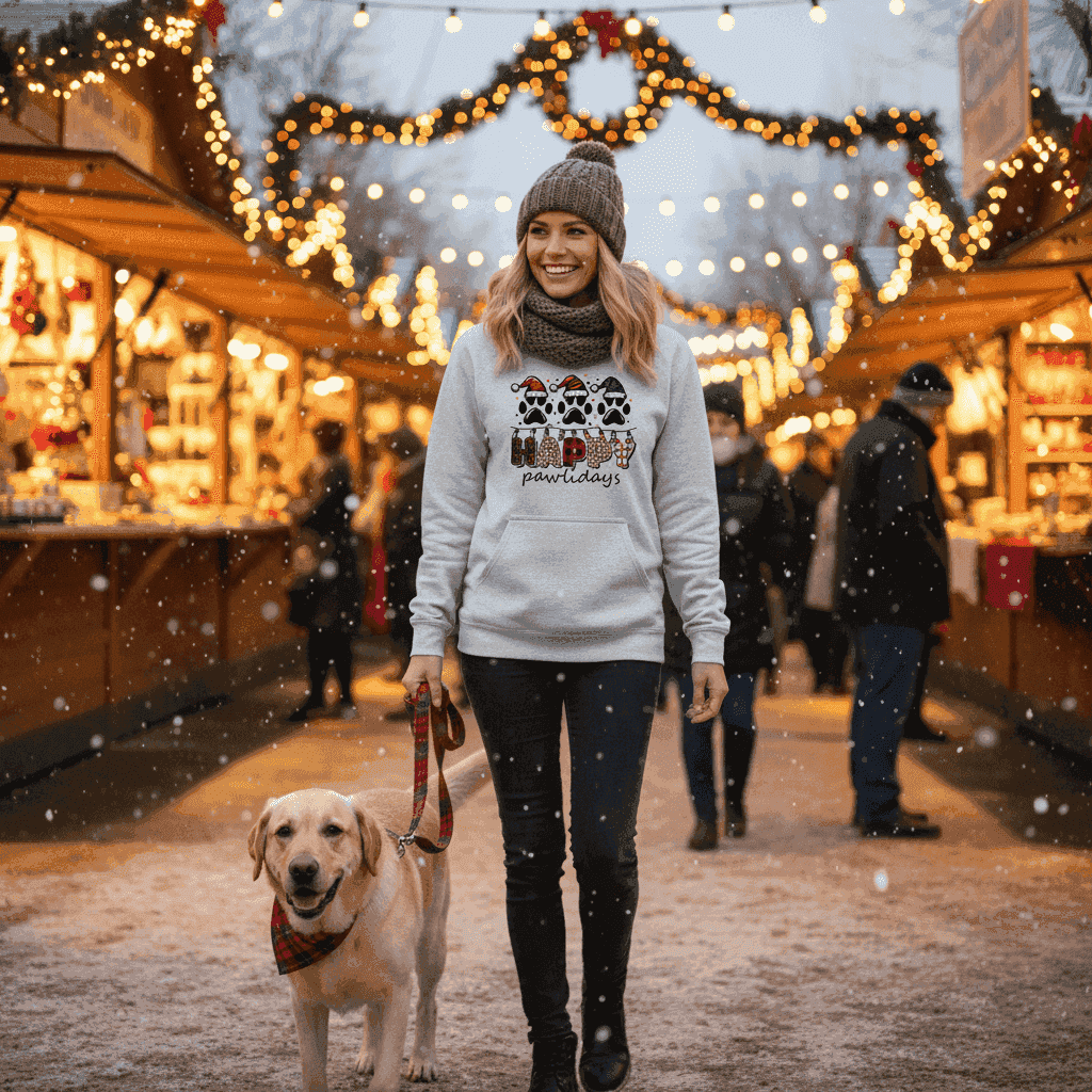 Happy Pawlidays Hoodie - Festive Christmas Pet Lover Gift