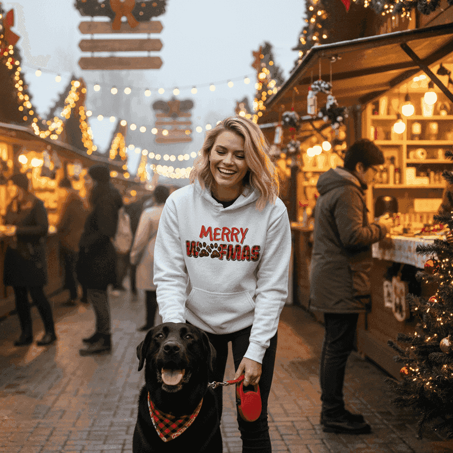 Plaid Woofmas Hoodie - Festive Christmas Dog Lover Gift