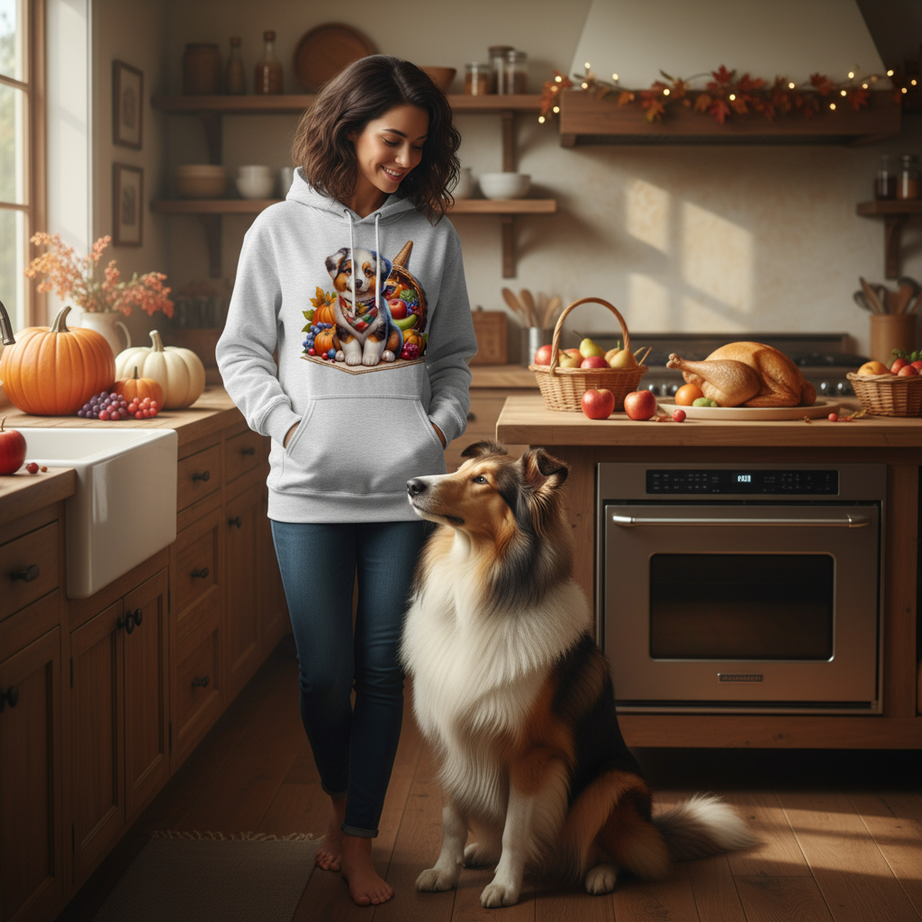 Collie Thanksgiving Hoodie - Puppy Turkey Hat Sweatshirt